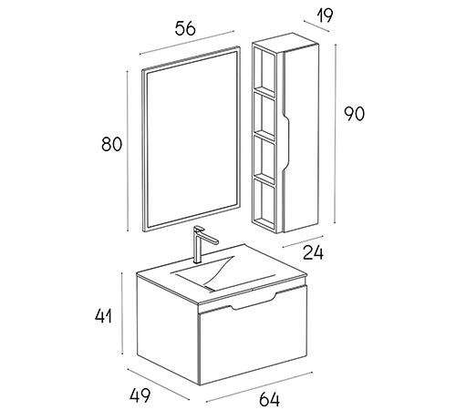 PVC vanity cabinet model D-6507